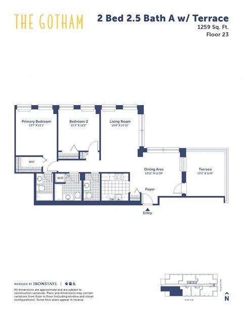 the gotham 2 bed 2 bath floor plan